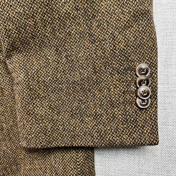 Jos A Bank 1905 Wool Tweed Sport Coat Blazer Men 48R Brown Elbow Patch Academia